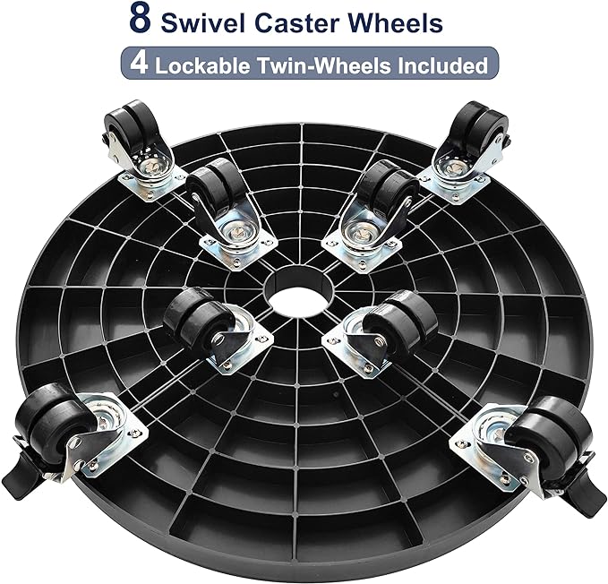 20 Inch Plant Caddy with Wheels Outdoor Indoor, Extra Large Rolling Plant Stand for 600lb Heavy Duty Flower Pots, Round Plant Rollers Lockable Potted Planter Dolly, Black