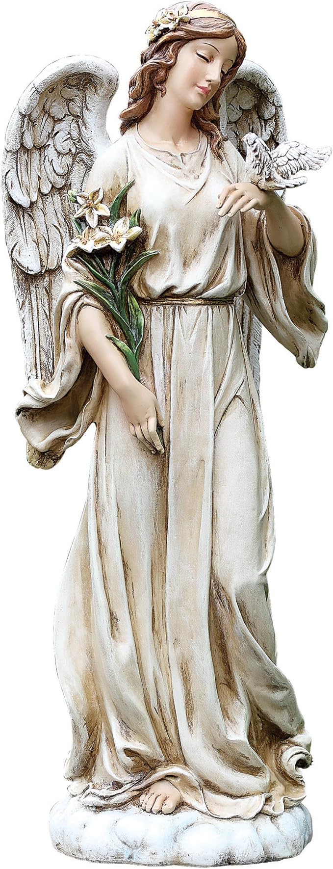 Joseph's Studio by Roman, 24.5" H Angel with A Dove Garden Statue, Religious Outdoor Decor