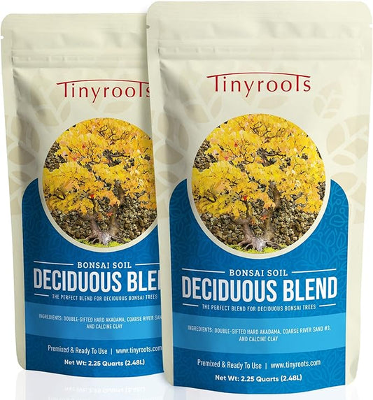 Deciduous Blend Bonsai Soil - Tinyroots Organic Bonsai Dirt Formulated for Japanese Maple, Hornbean, Elm and Other Deciduous Bonsai Trees, 4 Quarts