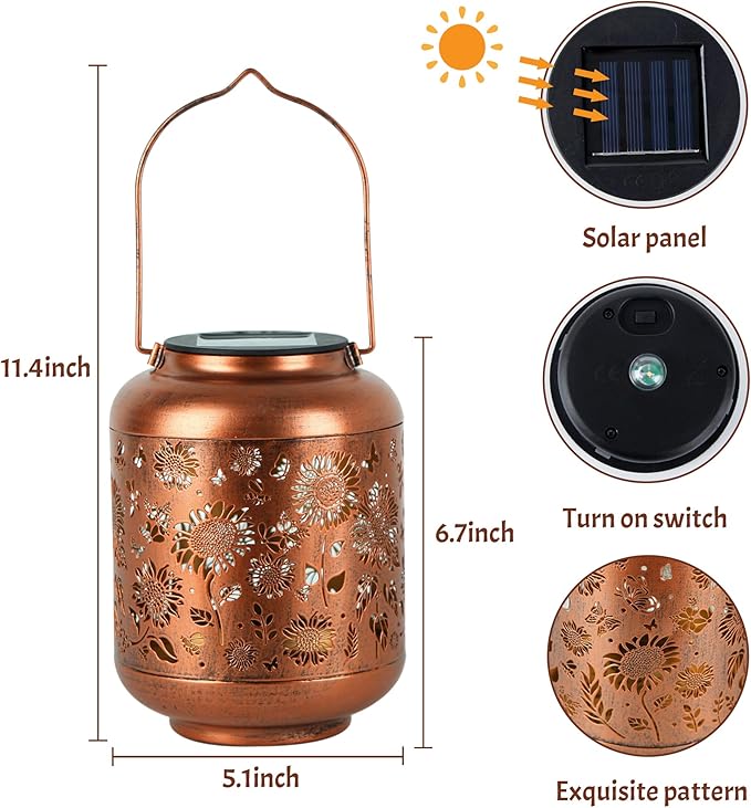 Solar Lanterns Outdoor Waterproof, Sunflower Gifts for Women Grandma Mom, Hanging Solar Lights for Backyard Porch Patio Table Yard Balcony Lawn Pathway, Mothers Day Gifts