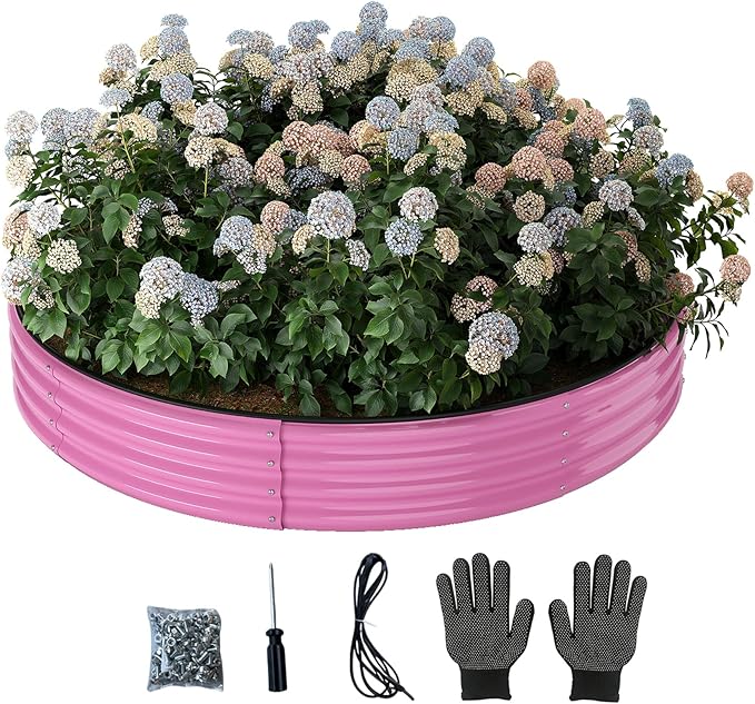 Galvanized Metal Planter Round Raised Garden Bed Kit for Gardening Outdoor，3x3x1ft Planter Grow Garden Box Raised Flower Bed，Round Galvanized Planter Outdoor Large Metal Fire Pit Ring