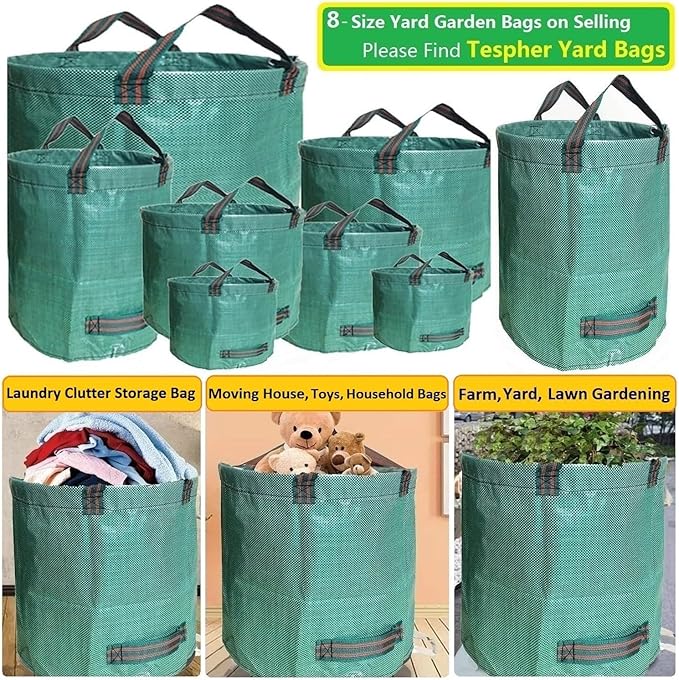 Professional 2-Pack 106 Gallon Yard Lawn Garden Bags Large (D31, H31 inches) Yard Waste Bags with Gardening Gloves, Big Leaf Bag,Debris Bag,Patio Waste Bag,Lawn Grass Bag,Garden Trash Bag W/ 4 Handles