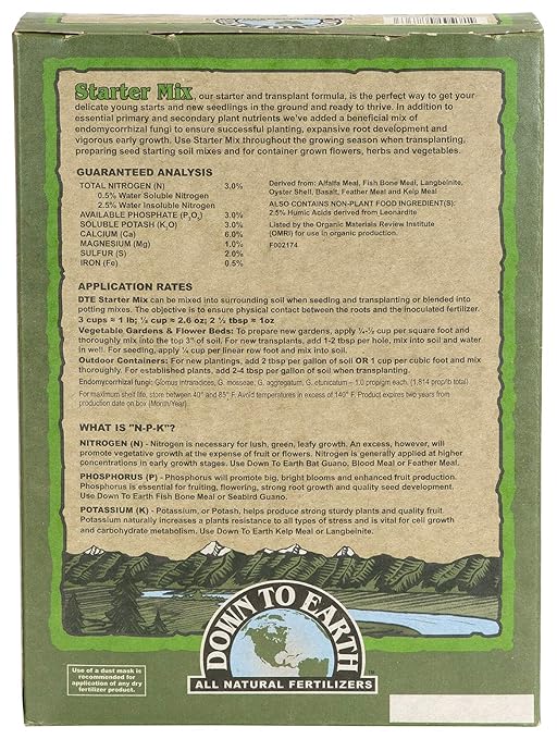 Down to Earth Organic All Natural Starter Fertilizer Mix 3-3-3, 5 lb