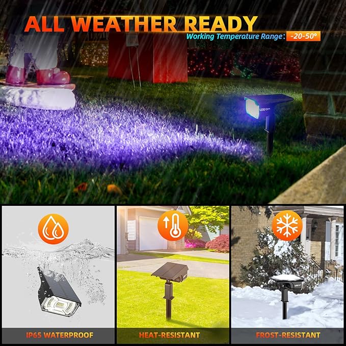 Solar Spotlights Outdoor,40 LEDs Color Changing RGB Landscape Path Lights,USB & Powered Multicoloured Spotlights,14 Colors Auto Cycling for Yard,Garden,2 Pack