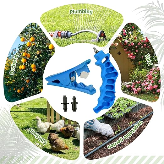 Drip Irrigation Punch Tool, Irrigation Sprinkler Hose Cutter Drip Tube Hole Punch Tool and Fitting Insertion for 1/4 Inch Drip Tubing with Drip Plugs and 1/4 Inch Connectors