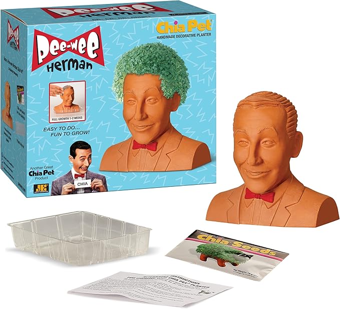 Chia Pet Pee-Wee Herman with Seed Pack, Decorative Pottery Planter, Easy to Do and Fun to Grow, Novelty Gift, Perfect for Any Occasion