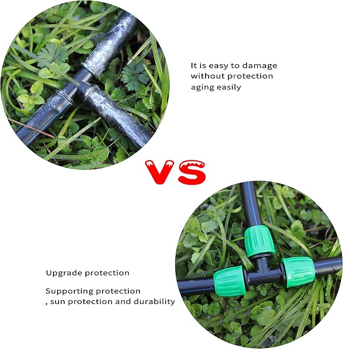 1/2 inch Tubing Tee(1/2" ID x0.6-0.63" OD) Pond Irrigation Tubing Fittings - Barbed Locked Nuts Connectors (15PCS)