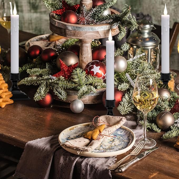 DRomance Flameless Window Candles with Remote Timer, 4 Pack White LED Flickering, Dripping Wax Effect, Suction Cups Included