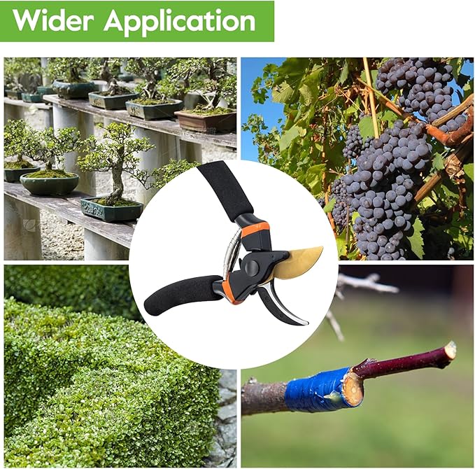 8.5" Pruning Shears,Bypass Pruning Shears for Gardening,Super Sharp Garden Clippers,Soft Grip Heavy Duty Hand Pruner,Garden Scissors Tool(Black，Made in Taiwan)