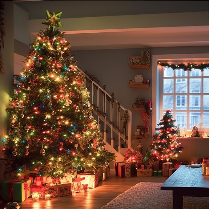 Dazzle Bright Outdoor Christmas String Lights, 1000 LED 328 FT Plug in Fairy Light with Remote Control 8 Modes & Timer, Waterproof Decoration for Home Garden Yard Xmas Wedding, Multi-Colored