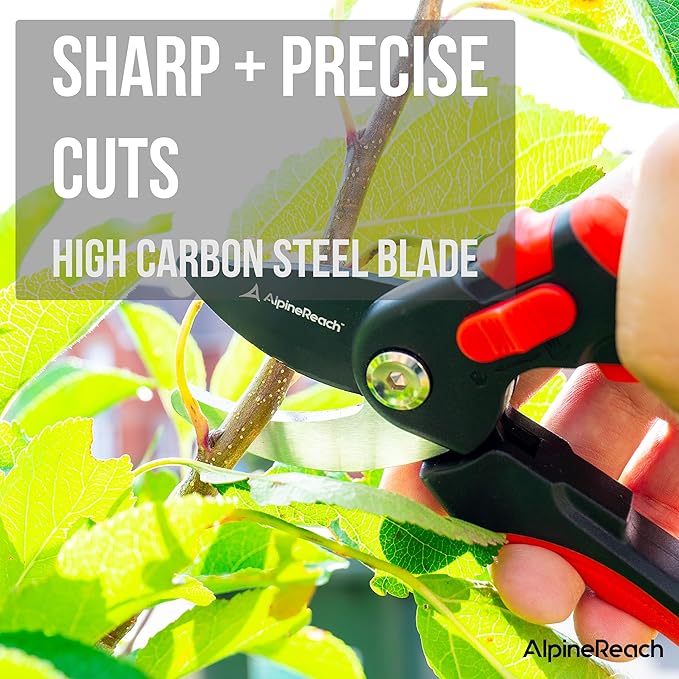 AlpineReach Bypass Pruning Shears for Gardening, Sharp Ergonomic Pruners, Heavy Duty High Carbon Steel Blade Plant Cutting Clippers, Adjustable Soft Handle for Small & Large Hands, Secateurs, Gift