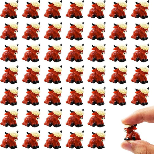 50 Pcs Mini Highland Cow Statues Highland Cow Decor Cute Highland Cow Figurine Handmade Resin Cow Sculpture Ornament for Decorations Home Kitchen Garden