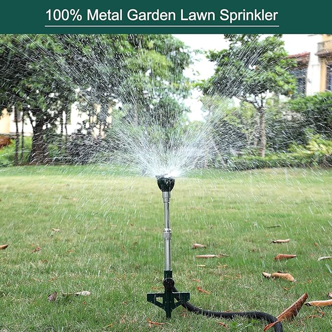 FANHAO Garden Lawn Sprinkler for Yard, 100% Metal Water Sprinkler with Heavy Duty Spike Base, 360 Degree Watering for Lawn, Nursery and Grass Irrigation, Kids Playtime
