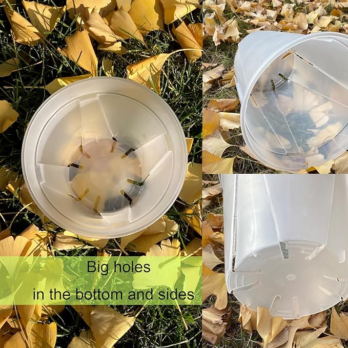 24 pcs 5/6 inch Clear Nursery pots for Plants,Thick Plastic Clear Plant pots with Drainage Holes and Saucers for Orchids,Succulents etc,Outdoor or Indoor use