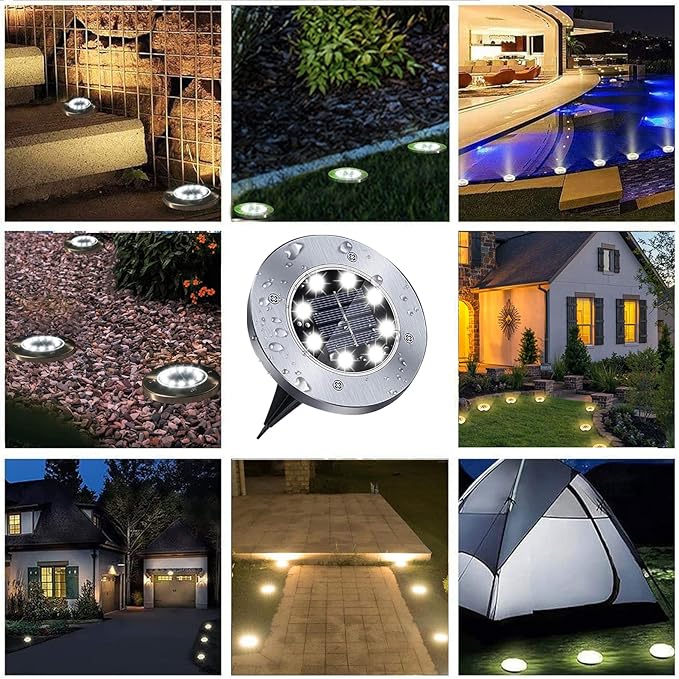 Solar Ground Lights, Waterproof Garden Upgraded Outdoor Bright in-Ground Landscape Lights for Pathway,Yard,Deck,Lawn,Patio,Walkway (12 Pack White Light)