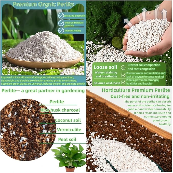 10QT Horticultural Grade Premium Coarse Perlite, All Natural Organic Perlite Soil Additive Conditioner Mix for Healthy Plants Potting Gardening,Promoted Drainage Growth and Improved Soil Health(3-6mm)