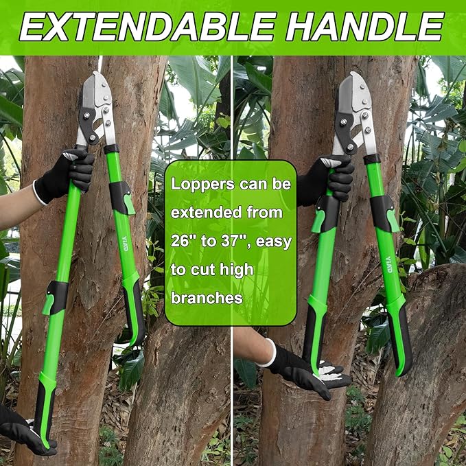 27-41" Telescopic Loppers for Tree Trimming, Heavy Duty Tree Cutter with Ergonomically Designed Handle, Extendable Branch Trimmer for Garden, Farm, Sharp Bypass Blades for Easy Cutting