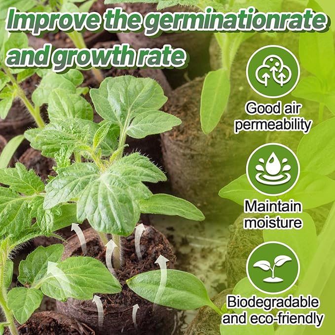 200 Pcs Peat Pellets for Seedling - 30mm Seeds Plant Starter Plugs, Compressed Fiber Garden Soil Block with 200 Labels, Plant Pods Bulk for Transplanting Herbs Flowers Vegetables