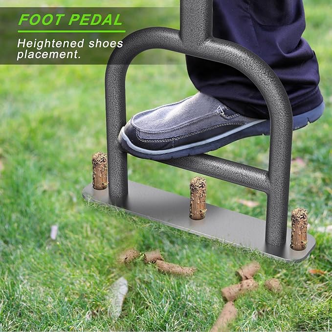 Dolibest Lawn Coring Aerator, Stainless Steel 3 Corer Plug Aerator Tool with Soft Rubber Grip, Manual Grass Aerating Tool, Garden Tool & Cleaning Hand Tool for Loosening Soil and Improving Lawn Health