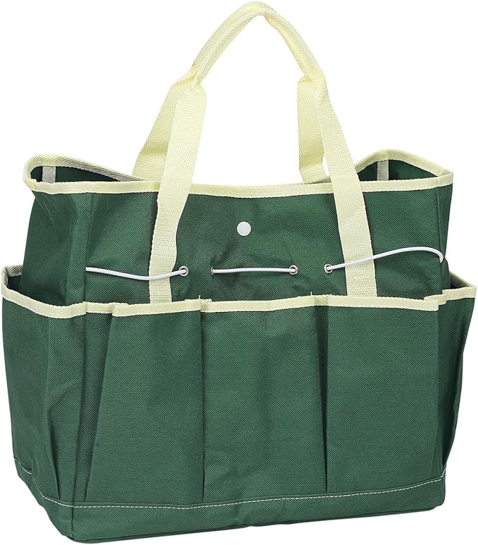 HARFINGTON Garden Tool Bag 14" x 6.7" x 12" Large Oxford Waterproof with Pockets Garden Tote Bag Gardening Plant Tool Organizer Storage Carrier Store for Outdoor Women Men, Dark Green