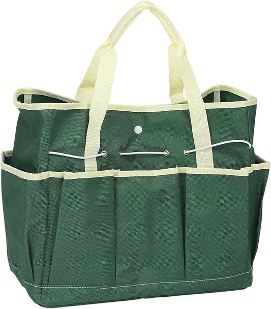 HARFINGTON Garden Tool Bag 14" x 6.7" x 12" Large Oxford Waterproof with Pockets Garden Tote Bag Gardening Plant Tool Organizer Storage Carrier Store for Outdoor Women Men, Dark Green
