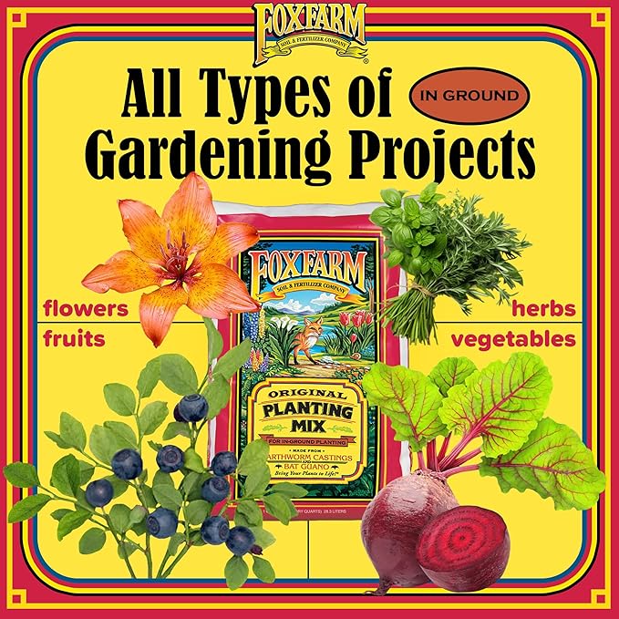 FoxFarm Original Planting Mix, 1cu ft - for In-Ground Planting, All Gardening Applications - Holds Moisture, Improves Garden Yields and Decreases Watering Frequency