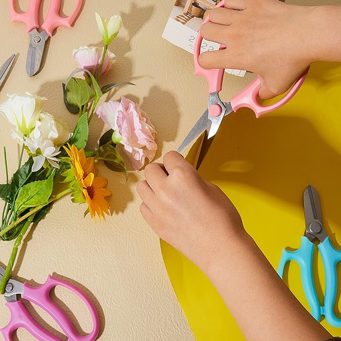Amylove 12 Pcs Garden Flower Scissors Pruning Scissors Floral Shears Stainless Steel Garden Clippers with Comfortable Handles Flower Cutters for Branches Leaves Fruit Picking Trimming (Fresh Color)