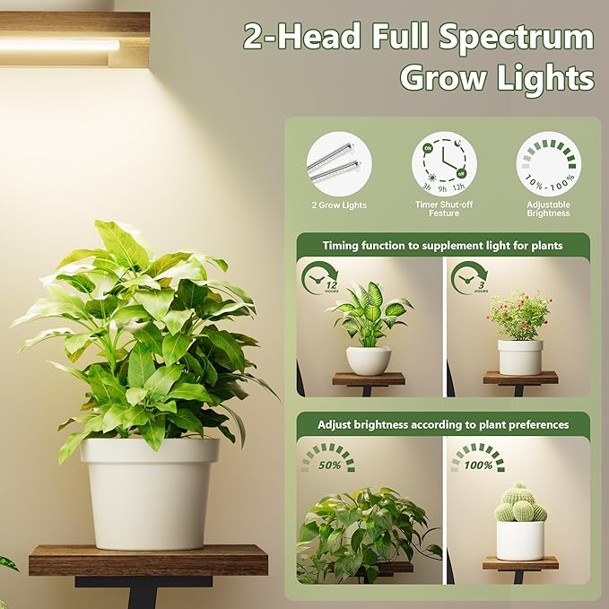 Plant Stand Indoor with Grow Light - 2 Pack Metal Plant Shelf, 6 Tiered Corner Plant Stand for Multiple Plants Display Rack Holder, Flower Stand for Indoor Plants, Balcony, Patio, Living Room, Garden