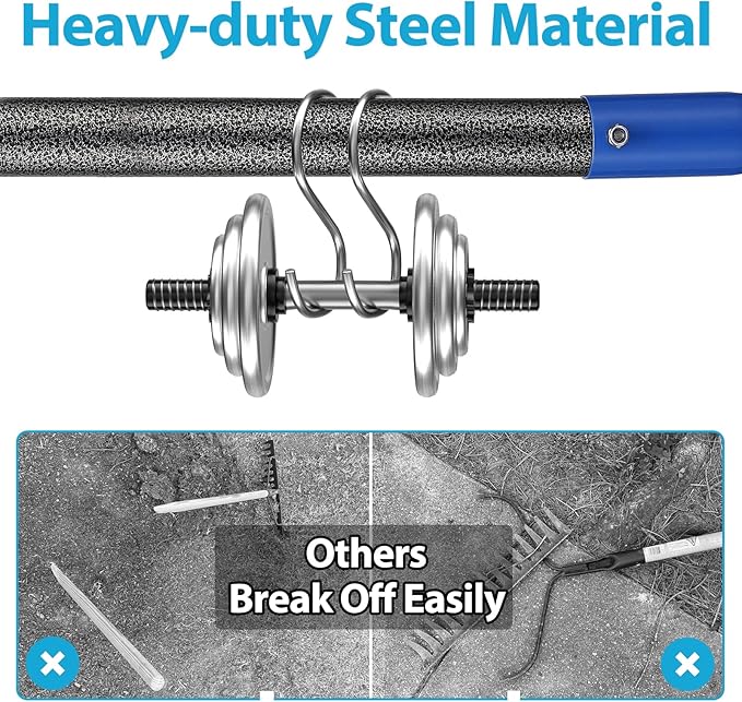 Garden Rake, 72 inch Heavy Duty Rakes for Lawns, Metal Bow Rake with 14 Tine High Carbon Steel Tines for Gardening, Loosening Soil, Flatting Mulch, Leveling Rock, Anti-Rust Landscaping Tools