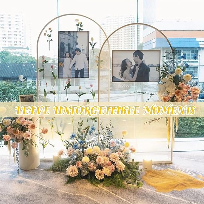 Gold Metal Arch Backdrop Stand 2 Set 7.2FT, 6FT Wedding Arch Stand Arched Door Frame for Birthday Party Baby Shower Ceremony Indoor Outdoor Celebration Decor (7.2FT, 6FT)