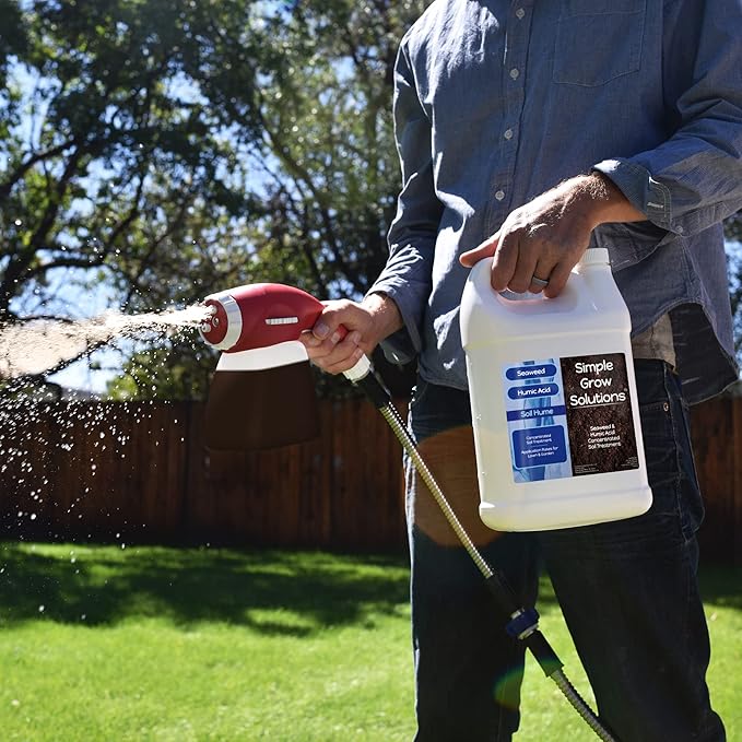 Organic Super Seaweed Humic Acid Blend- Liquid Sea Kelp for Grass and Plants - Soil Hume - Simple Grow Solutions- Natural Lawn & Garden Concentrated Treatment- Use with Fertilizer Program (128 Ounce)