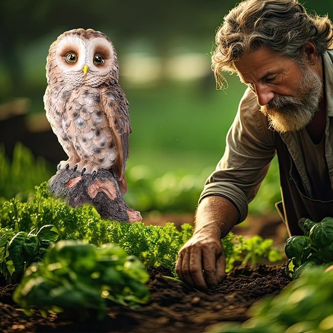 WONDER GARDEN Owl Statue Decor, Outdoor Resin Owl Figurine Owl Sculpture for Home Decor Porch Patio Lawn Yard Decorations or Housewarming Gifts