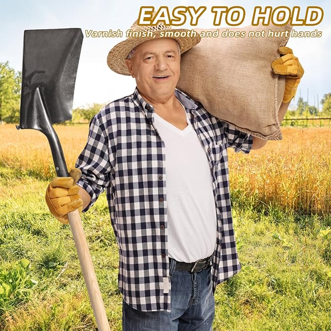 1 Pcs Shovel Handle Replacement 41" Length, 1-1/2" Diameter, Strong Hardwood Solid Ash Wood Straight Handle for Long D Handle Shovels Garden Tool