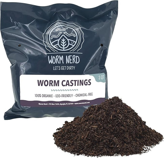 Arcadia Garden Products Worm Nerd Worm Castings, Natural Soil Additive for Lawns, Gardening and Potted Plants, 3 Quarts, Black (WN05) ***Cannot Ship to Hawaii***