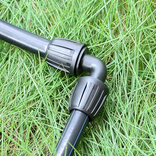 12 Pack Drip Irrigation Elbow Fittings for 1/2 Inch Drip Tubing(1/2" ID x 0.65" OD), Anti-drop Barbed 1/2'' Drip Line 90 Degree Elbow Connectors with Locked Nut for Garden Irrigation System