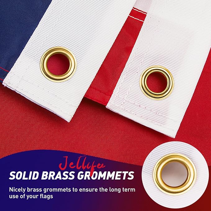 American Flag 2.5x4 Ft Embroidered Stars, Sewn Stripes, Brass Grommets US Flag Decorations, Outdoors Indoors USA Flags Polyester 2.5 x 4 Foot
