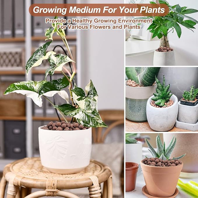 Riare 4 LBS Organic Expanded Clay Pebbles for Plants- 4mm-16mm Natural Leca Balls Lightweight Hydroponic Clay Pebbles Aggregate for Indoor Plants, Hydroponic Growing, Plants Drainage, Aquaponics