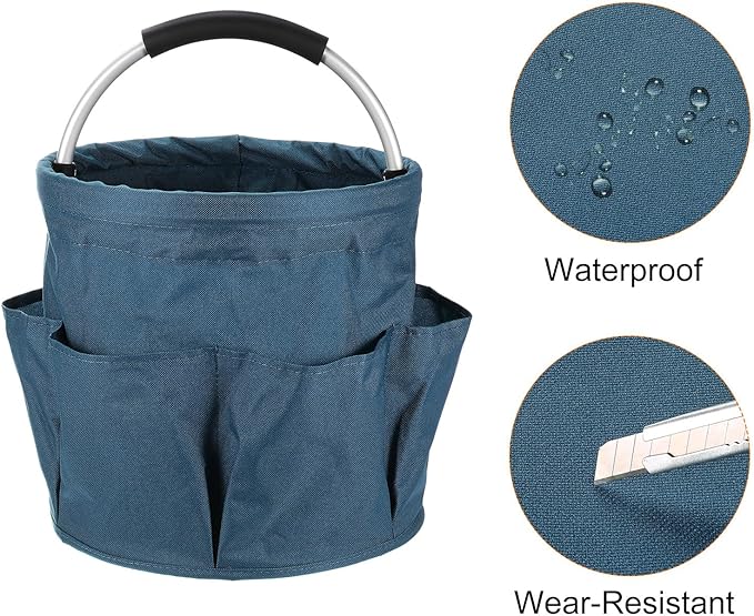 HARFINGTON Garden Tool Bag 17L Large Oxford Waterproof with Pockets Garden Tote Bag Gardening Plant Tool Organizer Storage Carrier Store for Outdoor Women Men, Navy Blue