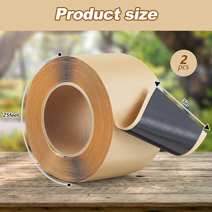 2 Pcs Pond Liner Seam Tape 3" x 25' Self Adhesive Double Sided Butyl Pond Seam Tape Liner Repair Tape Butyl Adhesive Sealer for EPDM Pond Liner Patch Cover Pond Garden