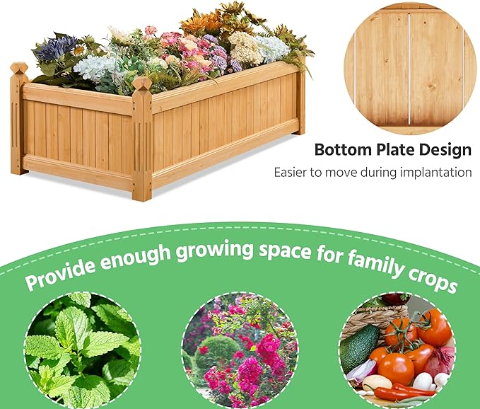 Yaheetech 46″ L × 23.5″ W × 16″ H Wooden Raised Garden Bed, Horticulture Wood Rectangular Garden Planter Outdoor, Raised Planter Box for Yard/Greenhouse/Vegetable/Flower/Herbs, Light Brown, 2pcs