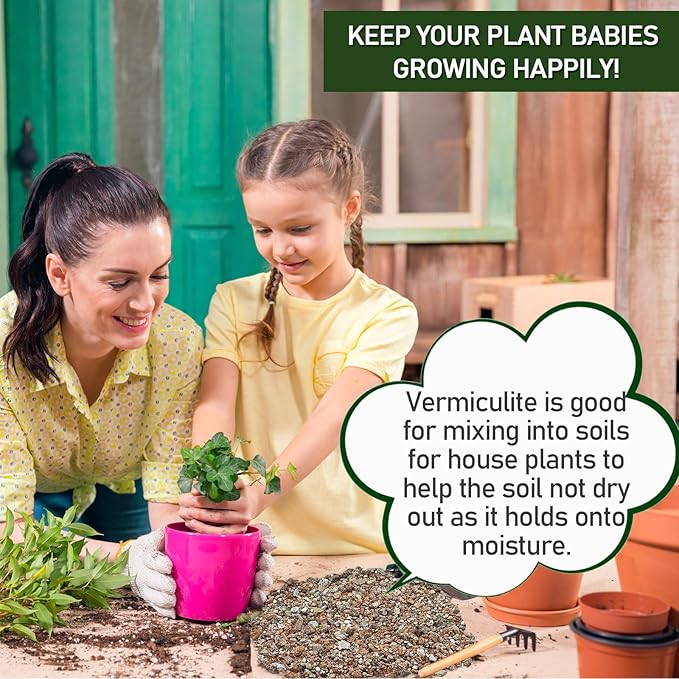 10QT Horticultural Vermiculite Bulk, Organic Vermiculite for Plants, Course Grade Vermiculite for Gardening, for houseplants, for Mushrooms, to Maintain Soil Moisture and Plant Growth(5-8mm)