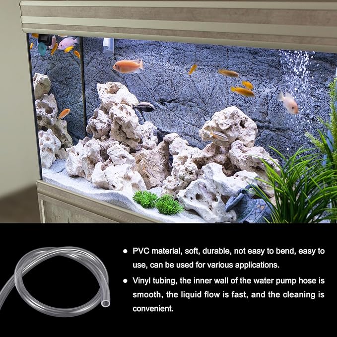 1/2" x 5/8" Clear Plastic PVC Tubing 5ft Flexible Vinyl Tube, [for Garden Irrigation, Water Hose, Fish Tank, Aquarium] - 12.7x15.9mm