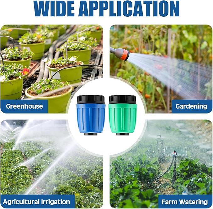 16 Pcs 1/2 inch Irrigation Fittings End Plugs For (1/2" ID x0.6-0.63" OD) 16mm Drip Tubing Connectors (Green and Blue)