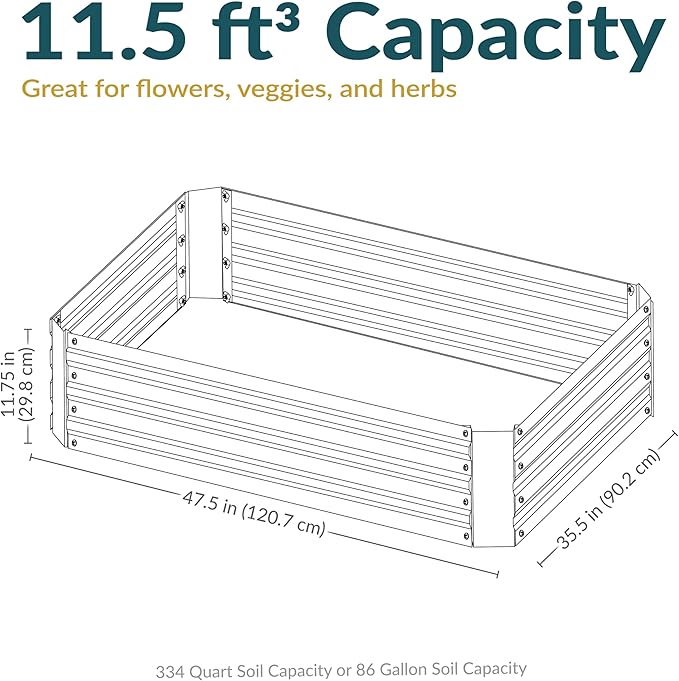 Sunnydaze 11.75" H Raised Metal Garden Bed - Galvanized Raised Garden Bed Outdoor for Vegetables and Flowers - Woodgrain - 4' x 3' Rectangle