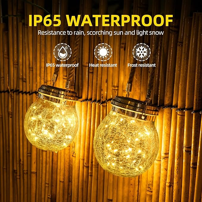 ROSHWEY Solar Lanterns Outdoor Waterproof, 4 Pack Garden Lights Outdoor Lantern Paito Decor Christmas Gifts Solar Globe Lights Outdoor Hanging for Backyard Porch Balcony Decoration, Warm White