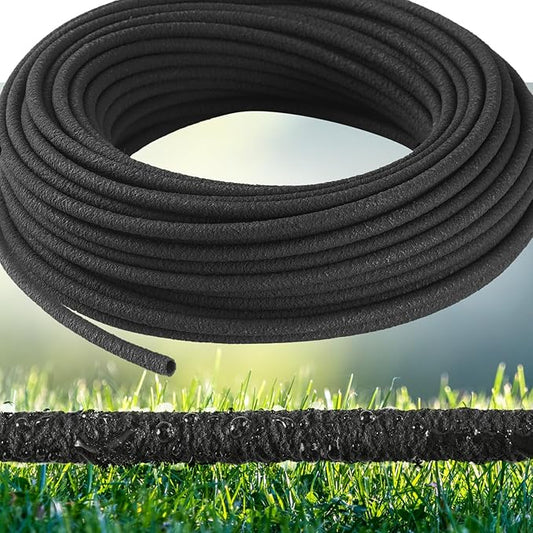 Sasylvia 100 ft 1/4 in Irrigation Tubing Soaker Hose System, Rubber and PE Material, Porous Drip Line for Watering Hydroponics Vegetable Beds, Black