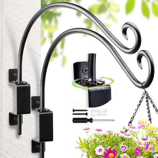 Swivel Bird Feeder Hanger Hook: Swivel Hanging Plant Bracket Outdoor - Wall Mount Swivel Hanging Hook for Bird Feeder 16Inch 2Packs