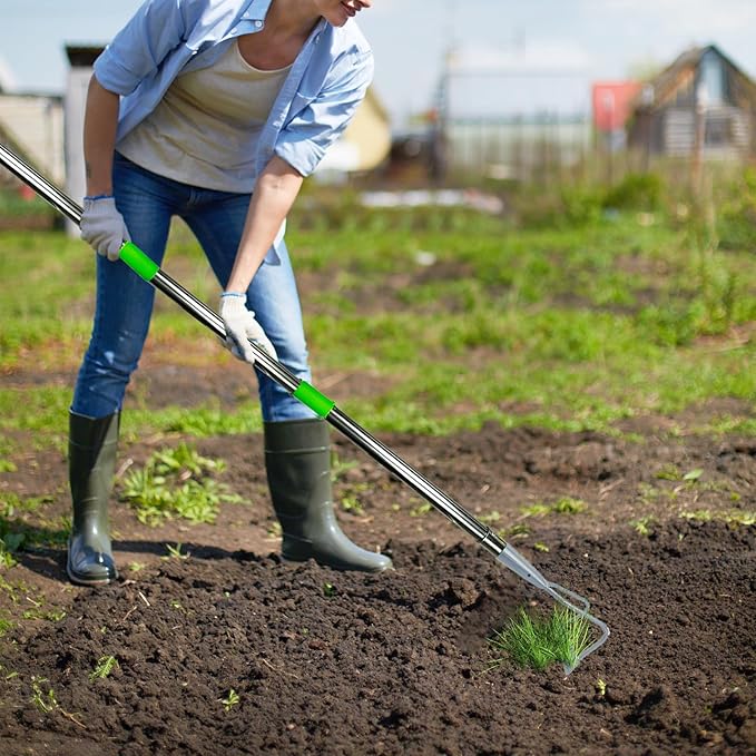 Durable Garden Hoe - Hollow Garden Hoe with Adjustable Long Handle Heavy Duty Tool for Weeding, Digging, and Transplanting - Ideal for Gardening and Agriculture