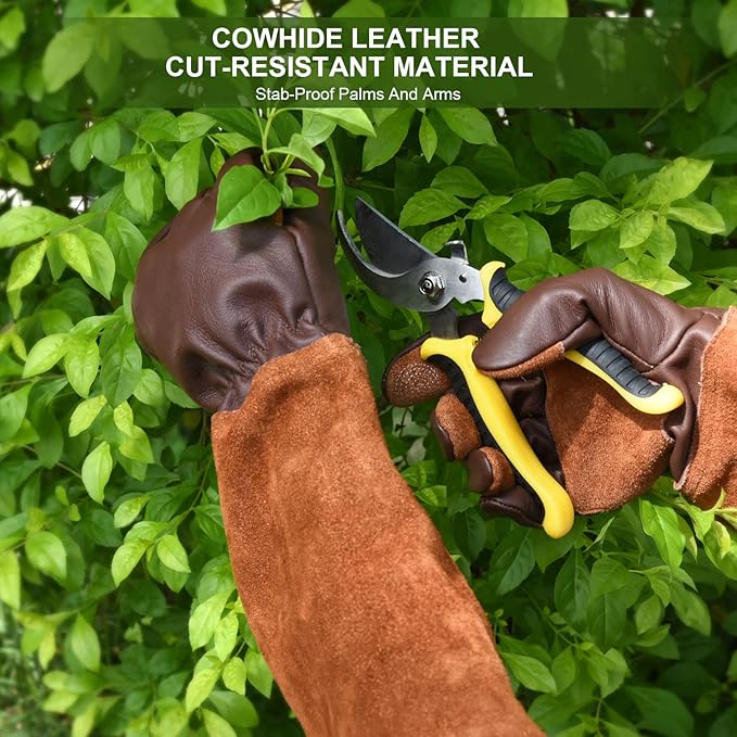 Womens Gardening Weeding Working Gloves, Leather Garden Glove for Women Thorn Proof No Stab for Digging, Planting,Pruning