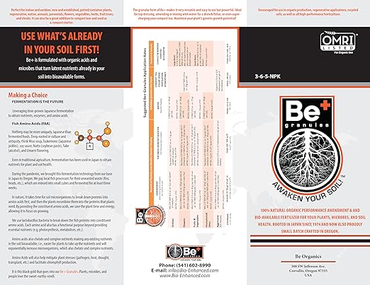 1 lb (454 g) Be+ Granular Bio-Fertilizer +Amino Acids +Beneficial Microbes